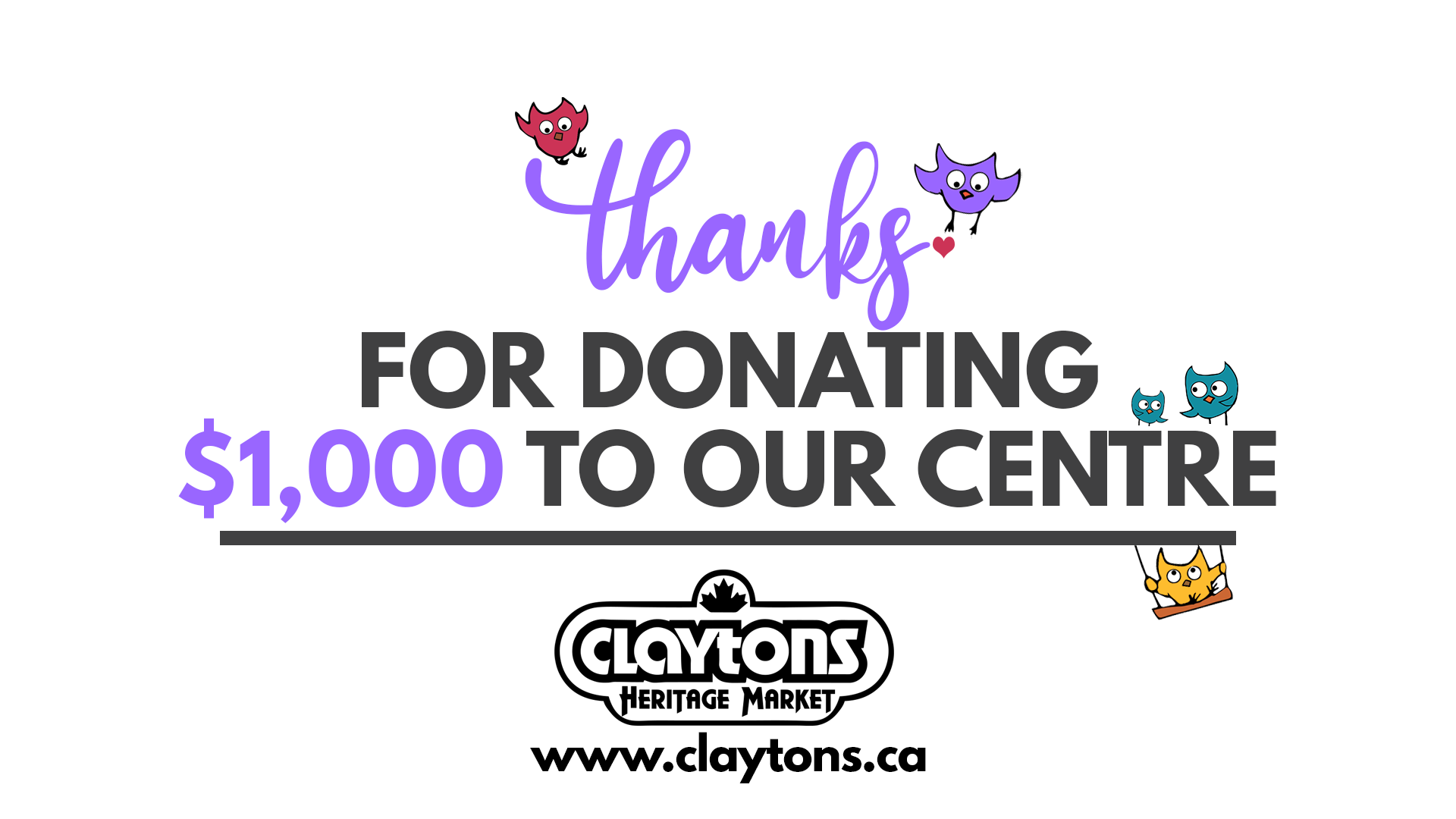 Claytons donated to the kids at the Halfmoon Bay Childcare Centre
