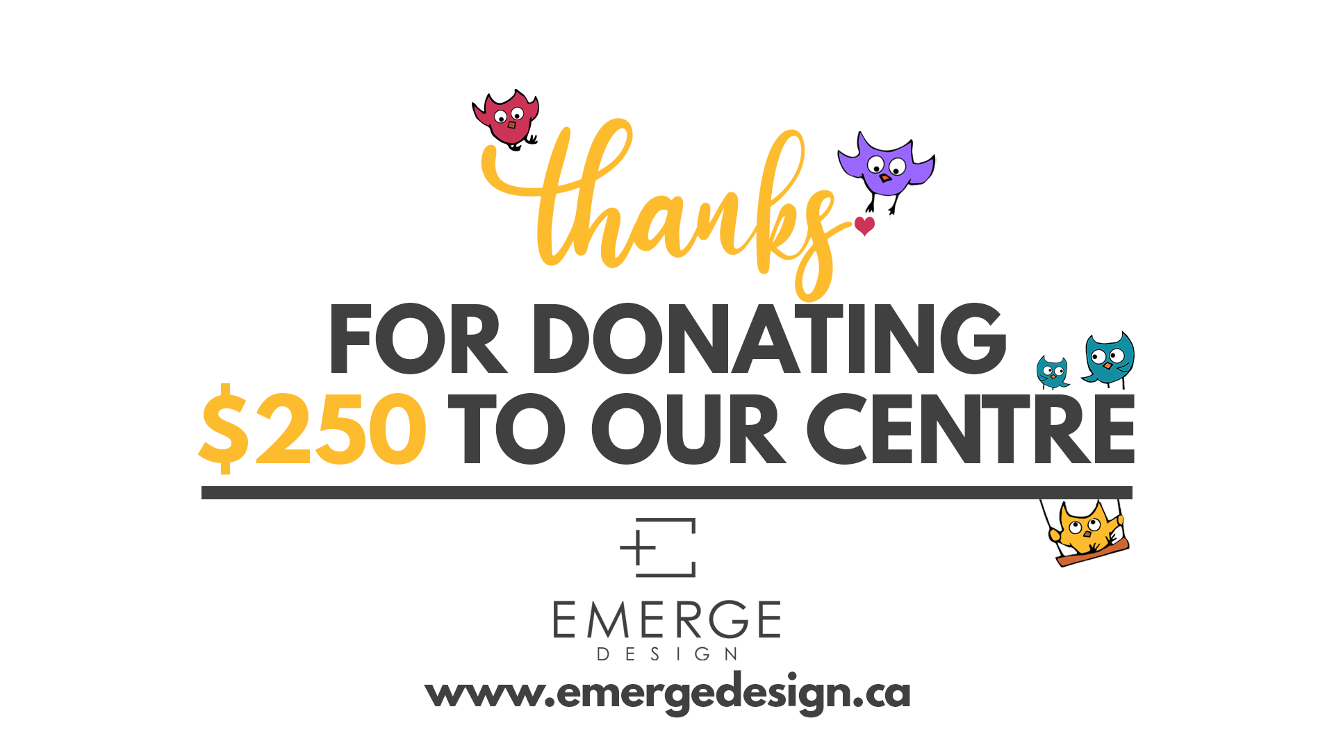 Emerge Design donated to the kids at the Halfmoon Bay Childcare Centre